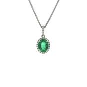 1.81ct Oval Emerald &amp; 0.20ct Natural Diamond Halo Pendant in 18ct White Gold image