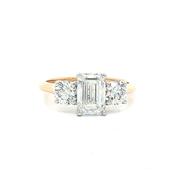 1.26ct F vvs2 Certified Natural Diamond Emerald &amp; Brilliant Three Stone Set in 18ct Yellow Gold image