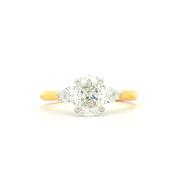 1.01ct Natural Diamond Certified Oval Solitaire Pear with Side Stones Set Engagement Ring image
