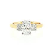 1.33ct D VS2 3 Stone Oval Cut Natural Diamond Ring Set in 18ct Yellow Gold image
