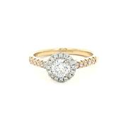 0.40ct E VS2 GIA Certified Round Halo Solitaire with 0.22ct Shoulder Diamond set in 18ct Yellow Gold image