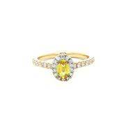 0.39ct Oval Halo Canary Tourmaline &amp; 0.37ct Shoulder Diamond Ring set in 18ct Yellow Gold image