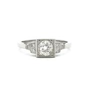 Vintage Platinum Box Set Natural Diamond Solitaire Ring image