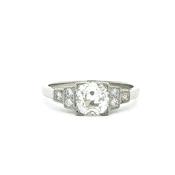 Vintage GIA Certified Art Deco Style Natural Diamond Engagement Ring in Platinum image