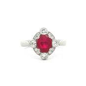Platinum 1.28ct Ruby and 0.45ct Natural Diamond Multi-Stone Ring image
