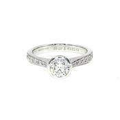 0.80ct H si1 Round Cut Natural Diamond Solitaire With Diamond Shoulders Set In 18ct White Gold image
