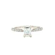 C0.68ct S0.14ct E vvs2 Natural Diamond Emerald Cut Solitaire With Diamond Shoulders Set In Platinum image