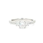 C0.50ct S0.30ct Natural Diamond Oval And Round Brilliant Three Stone Set In 18ct White Gold image
