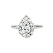 0.70ct D SI1 Natural Diamond Pear Cluster Halo with 0.80ct Diamond Shoulders Set In 18ct White Gold