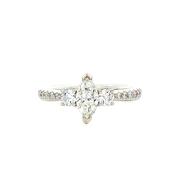 C0.40ct S0.35ct G vs1 Marquise Natural Diamond Solitaire with Brill Sides &amp; Sh Set In18ct White Gold image
