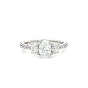 C0.70ct S0.55 D vs2 Certified Oval Natural Diamond With Round Sides &amp; Shoulders Set In Platinum