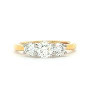 1.00ct GIA Certified Round Natural Diamond Three Stone Ring in 18ct Yellow Gold image