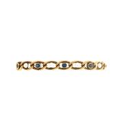 Sapphire &amp; Pearl Curb Spring Link Bracelet Weighing 11g in 18ct Yellow Gold image
