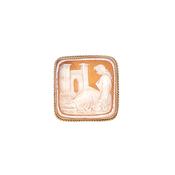 Vintage Carved Agate Cameo Brooch in 9ct Yellow Gold image