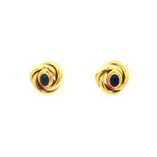 Elegant Ladies Lapiz Lazulle Knot Earrings with Blue Oval Stone Weighing 11g in 18ct Yellow Gold image