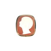 Vintage Carved Agate Cameo Brooch in 9ct Yellow Gold image