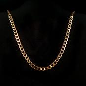 Vintage Filed Curb Link Chain Necklace Weighing 14g in 9ct Yellow Gold image