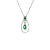E0.67ct D0.38ct Emerald And Natural Diamond Drop Pendant Set In 18ct White Gold image