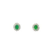 0.48ct Emerald &amp; 0.17ct Natural Diamond Cluster Stud Earrings in 18ct White Gold image