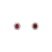 0.56ct Ruby &amp; 0.17ct Natural Diamond Cluster Stud Earrings in 18ct White Gold image