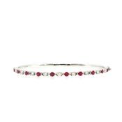 18ct White Gold Ruby and Natural Diamond Alternating Bangle image