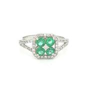0.60ct Emerald and 0.45ct Diamond Dress Ring with Split Diamond Band image