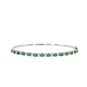18ct White Gold Emerald and Natural Diamond Bangle image