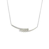 Double Beaded Crescent Natural Diamond Pendant in 18ct White Gold image