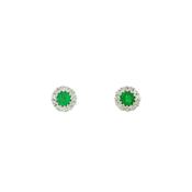 0.60ct Round Emerald &amp; 0.28ct Natural Diamond Stud Earrings in 18ct White Gold image
