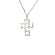 Brilliant Cut 0.37ct &amp; Baguete Cut 0.53ct Natural Diamond Open Cross Pendant in 18ct White Gold