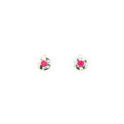 Small Ruby Circle Stud Earrings in 9ct White Gold image
