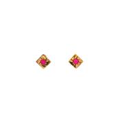 Small Garnet Square Stud Earrings in 9ct Yellow Gold image