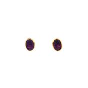 Oval Amethyst Stud Earrings in 9ct Yellow Gold image