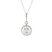 Art Deco 18ct Gold Diamond Circle Pendant on 18ct White Gold Chain image