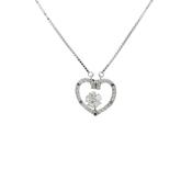 Natural Diamond Set Heart &amp; Flower Two Way Pendant in 18ct White Gold image