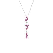 Vintage Pink Sapphire and Natural Diamond Drop Pendant in 18ct White Gold image
