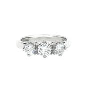 C.36ct S.50ct Round Cut Natural Diamond Three Stone Engagement Ring Set In Platinum image
