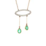 Emerald &amp; Natural Diamond Vintage Drop Negligee Necklace in 18ct Yellow Gold image