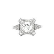 0.70ct Natural Diamond Square Shape Halo Engagement Ring Set in 18ct White Gold image