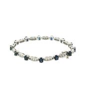 5.85ct Oval Sapphire and 2.08ct Natural Diamond Bracelet Weighing 28.3g in Platinum image