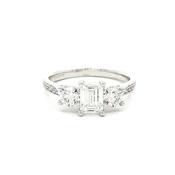 C0.73ct S0.56ct Natural Diamond Emerald &amp; Brilliant Cut Three Stone Ring Set In 18ct White Gold image
