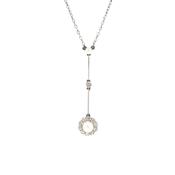 Vintage Pearl and Natural Diamond Cluster Drop Pendant on chain in platinum image