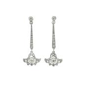 0.80ct Antique Diamond Drop Earrings in 18ct White Gold image