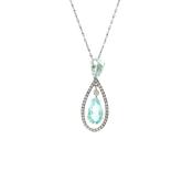 3.5ct Aquamarine &amp; Natural Diamond Teardrop Pendant Necklace in Platinum image