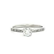 Round Brilliant Cut Natural Diamond Engagement Ring with 18ct White Gold Pavé Shoulders image