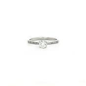 Round Brilliant Cut Natural Diamond Engagement Ring with 18ct White Gold Pavé Shoulders image