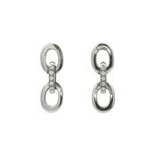 18ct White Gold Double Oval Link Diamond Set Drop Earrings