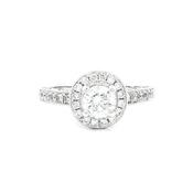 1.00ct Natural Diamond Vintage Round Halo Cluster Ring with Diamond Shoulders in 18ct White Gold image
