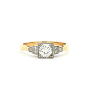 Vintage Old Cut Style Natural Diamond Box Set Engagement Ring in 18ct Yellow Gold &amp; Platinum