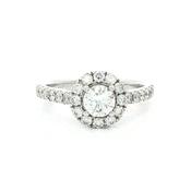 0.46ct Natural Diamond Round Diamond Halo Closter Ring Set in 18ct White Gold image